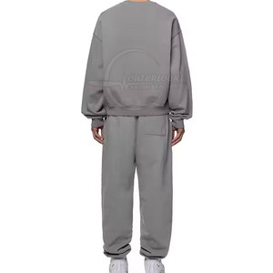 Trajes de chándal de algodón 100% personalizados para adultos Patrón sólido Ropa de invierno de talla grande con logotipo personalizado y lingote de color - Product Image 3