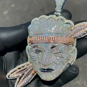 Collar de Lujo con Colgante de Perla de Agua Salada y Moissanita de 25 Quilates, Diseño de Corona Hip Hop Personalizada con Brillo VVS1 - Product Image 6