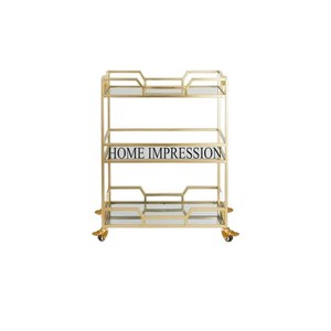 รถเข็นให้บริการโลหะ2ชั้นทันสมัยดีไซน์เนอร์หรูหรามีความทนทานสูงและล้อเรียบ - Product Image 2