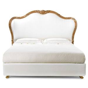 French Style king Bed <b>Gold</b> <b>Frame</b> Color Solid Mahogany Wood - Antique Wood Furniture Handmade Manufacture - Product Image 2