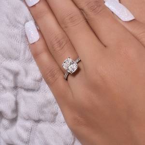ซ่อนรัศมี3 CT เบาะตัด Moissanite แหวนเพชรแหวนหมั้นยาวเบาะตัดแหวนเจ้าสาวสำหรับเธอใน925เงินสเตอร์ลิง - Product Image 1