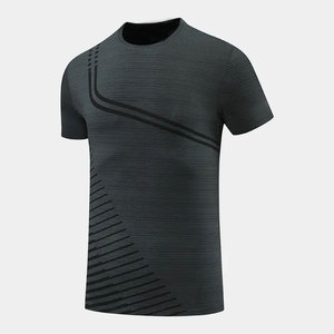 เสื้อยืดออกกำลังกายแห้งเร็วของผู้ชายแบบ2023ใหม่ผ้าคอตตอน/ใยไม้ไผ่ระบายอากาศได้220ก. เสื้อถักแขนสั้นลายพื้น - Product Image 5