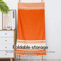 Absorbant pliable compressé antimicrobien sans sable coton turc rayé personnalisé couleur et taille serviette de plage avec glands