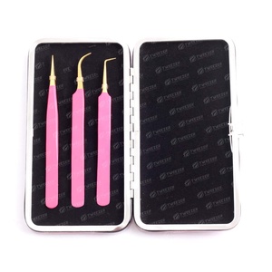 Pinzas de extensión de pestañas postizas de volumen individual de acero inoxidable empaquetadas personalizadas, Punta puntiaguda - Product Image 6