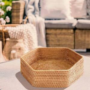 Bandeja de Mimbre Redonda Tejida a Mano para Servir Té, Café y Comida, Bandeja de Mimbre Ecológica, Marca Privada - Product Image 6