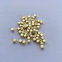 Perles en or massif 14k 18k lisses en forme de cube, 3mm 4mm, pour la création de bijoux faits main, entretoises, modèle SG18-03-17