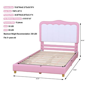 Camas Gemelas Tapizadas para Niños, Cama Infantil de Cuero PU, Cama para Niños, Cabecera Ajustable en Altura para Adolescentes para Dormitorio - Product Image 6