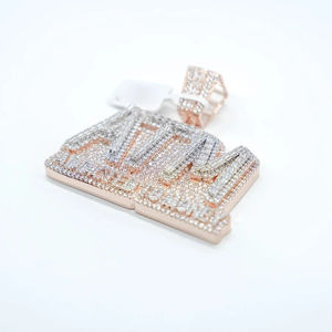 Pendentif en argent sterling 925 entièrement serti de diamants en moissanite, lettres gravées, pour bijoux hip-hop raffinés pour femmes ou hommes - Product Image 3