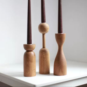 Nouveau support à bougie en bois durable avec couleur et taille personnalisées, impression en relief artisanale pour la décoration de la maison et des mariages, 6 pouces - Product Image 1