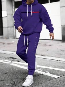 ชุดวอร์มสองชิ้นแบบสวมหัวมีฮู้ดสวมใส่สบายทุกวันแฟชั่นพิมพ์ลายเป็นมิตรกับสิ่งแวดล้อมสำหรับผู้ชายฤดูหนาวฤดูใบไม้ร่วง - Product Image 4