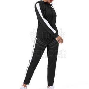 Conjunto de chándal con forro polar para mujer, atuendo cálido de poliéster para ropa informal, chándales de poliéster - Product Image 3