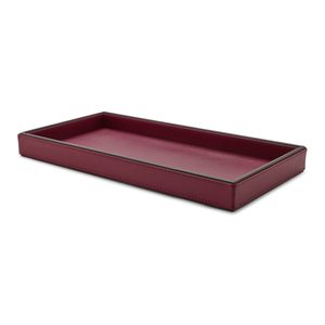 Fournisseur en gros Fabricant de plateaux en similicuir rouge Rangement de service décoratif de luxe pour la maison Service en cuir à rayures italiennes - Product Image 1
