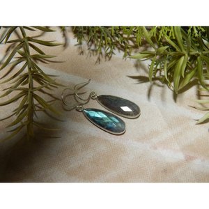 Labradorite <b>Earrings</b> Dainty Rose Gold Gemstone Handmade Sterling <b>Silver</b> <b>Wedding</b> Gift Jewelry E0249-GS for Her - Product Image 3