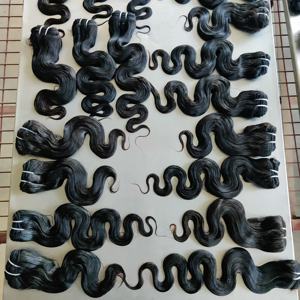 Máquina de extensiones de cabello humano de templo vietnamita virgen 100% al por mayor paquete de doble trama procesamiento cutícula alineada onda natural - Product Image 1