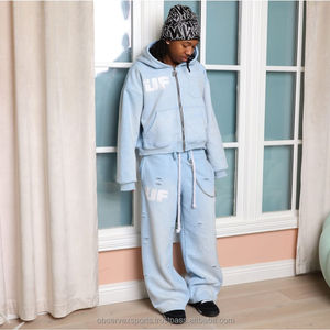 ชุดวอร์มสำหรับผู้ใหญ่สำหรับผู้ชายและผู้หญิงชุดโลโก้2ชิ้นประดับพลอยเทียมพิมพ์ลายสกรีนซีดจาง - Product Image 6