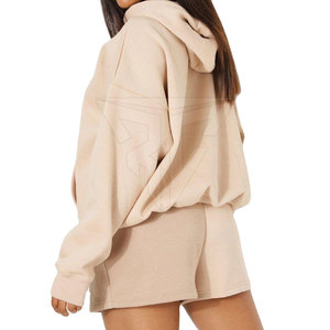 Conjunto de sudadera con capucha y pantalones cortos de Invierno para mujer, 2 piezas, personalizable, 100% algodón, transpirable, 2025 - Product Image 2