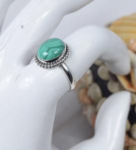 Élégant Forme Ronde Malachite Gemme Solide 925 Bague En Argent Sterling Vert Gemstone Fine Jewellery Bague En Argent Pour Cadeau - Product Image 2