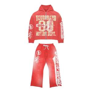 2025 nuevo logotipo personalizado Fabricación de alta calidad chándales de entrenamiento de Color rojo chándales de gimnasio de entrenamiento atlético para hombres - Product Image 5