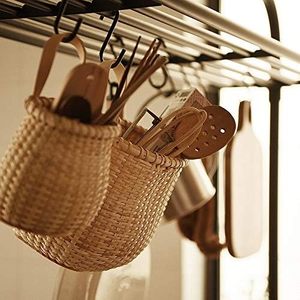 Handmade Rattan <b>Storage</b> <b>Basket</b> Woven Hanging Organizers with Handle Fruit Vegetable Picnic <b>Baskets</b> Home Kitchen <b>Wall</b> Decor - Product Image 2