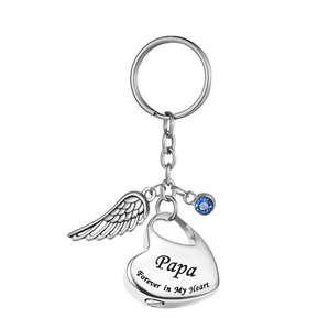Llavero de urna de recuerdo conmemorativo de acero inoxidable con familia de Metal personalizada de Papa para cenizas, joyería de cremación, tamaño personalizado - Product Image 1