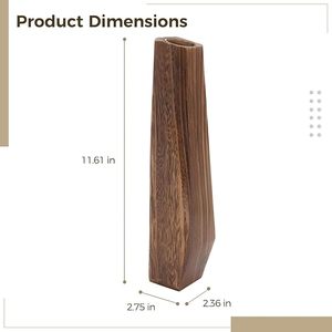 Vase à fleurs en bois massif, décoration rustique style ferme, design vertical fin, récipient en bois fait main pour arrangement de fleurs séchées - Product Image 5