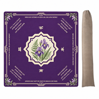 Tapis de Mahjong en Caoutchouc Botanique Violet Personnalisé pour Quatre Joueurs avec Rappels des Règles Directionnelles, Conception de Logo et Illustration OEM ODM