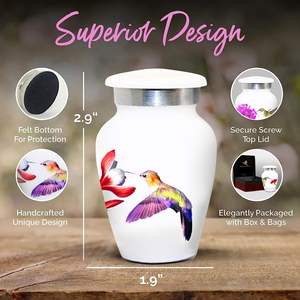 White Hummingbird Urns - Mini White Urns Set of 4 with Premium <b>Box</b> & Bags - Small Keepsake Urns <b>for</b> Human <b>Ashes</b> - Honor Your - Product Image 3