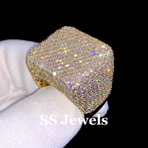 Fully <b>Iced</b> VVS Moissanite Brilliant Cut Prong Setting Men's 925 Silver Rhodium Plated Big Hip Hop Statement Champion <b>Ring</b> - Product Image 3