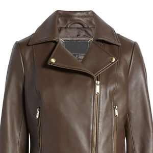 Chaquetas de cuero genuino para mujer de último estilo con logotipo personalizado relleno de algodón precio razonable con servicio OEM al por mayor - Product Image 6