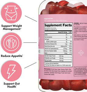 Gomitas de Vinagre de Sidra Veganas de Marca Privada, Bajas en Azúcar y con Sabor a Frutas, para Adultos (No Aptas para Recién Nacidos) - Favorecen la Productividad y la Salud - Product Image 5