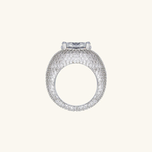 <b>Men</b>’s Round CZ Diamond Halo <b>Ring</b>, Sparkling Pavé Cluster Engagement Style <b>Ring</b>, <b>Silver</b> Tone Luxury Jewelry - Product Image 2