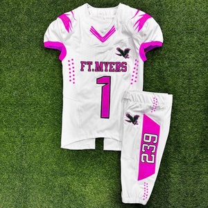 Ensembles d'uniformes de football américain en polyester pour jeunes et adultes avec logo personnalisé et couleur Respirant à séchage rapide sublimé pour hommes - Product Image 2