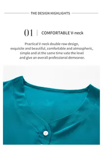 Élastique col en V séchage rapide médecin infirmière lavage des mains costume ensemble salle d'opération médicale gommages uniformes ensembles col montant manches courtes - Product Image 5