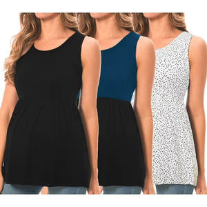 Débardeurs de maternité pour femmes chemises de grossesse sans manches hauts d'allaitement post-partum doux décontracté basique chemises de réservoir d'été - Product Image 1