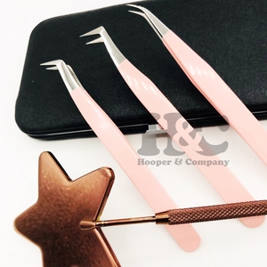 แหนบสำหรับต่อขนตาแบบใหม่คีมคีบสำหรับต่อขนตาที่ต่อขนตาที่หนีบสแตนเลสโลโก้ขนมิงค์แบบยั่งยืนกระจกปลายแหลม - Product Image 6