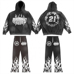 Survêtement personnalisé Survêtements en coton imprimé bouffant Ensemble unisexe Ensemble de sweat à capuche lourd Ensemble de sport et de sweat à capuche Sweat à capuche court Tarif de gros pour hommes - Product Image 5