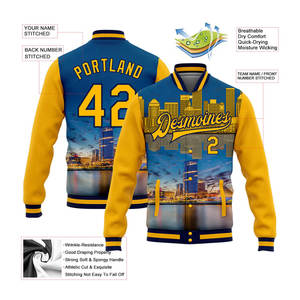 Op maat bedrukte ademende heren lange mouwen baseballjack warme-up schapenvacht plus size omkeerbaar effen knoop blank letterman - Product Image 2