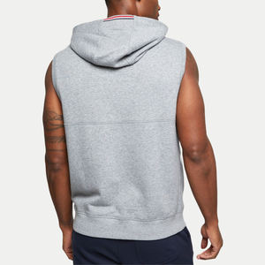 2024 logotipo personalizado entrenamiento con capucha gimnasio camiseta hombres XS tamaño sin mangas músculo Sudadera con capucha patrón impreso sólido suministro de tela al por mayor - Product Image 3