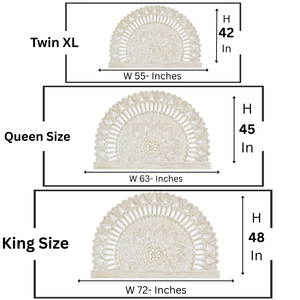 Tête de lit en bois sculptée à la main, taille Queen, motif floral mandala, éclairée, hauteur réglable, design artisanal, aspect antique - Product Image 6