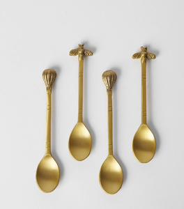 Ensemble de cuillères à dessert en laiton, écologiques, plaquées or, polies miroir, articles de table artisanaux pour mariages et cadeaux - Product Image 1