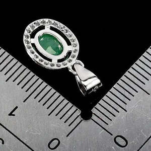 AAA+ Quality 925 Sterling Silver Pendant Oval Emerald 7x5mm Natural Gemstone Jewelry - Product Image 2