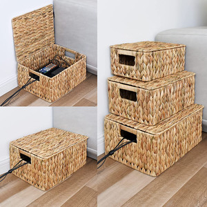 Lot de 03 paniers de rangement en jacinthe d'eau de haute qualité avec couvercle pour l'organisation de la maison fabriqués au Vietnam - Product Image 4