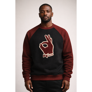 Kappa Alpha Psi YO Hand Sign Noire <b>Raglan</b> Sleeve Crewneck Sweatshirt Premium Fleece Greek Fraternity Pullover <b>Top</b> - Product Image 1