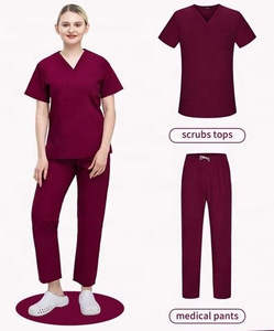 Uniformes clínicos Unisex de manga corta, trajes médicos, tela tejida de Spandex de alta calidad para Hospital, farmacia, médico de mascotas - Product Image 4