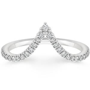 Pave Lab Grown Diamond Deep Curve Bride Ring 14K Oro sólido Anillo de apilamiento Enhancer Minimalista Chevron Nesting Wedding Band Mujeres - Product Image 3