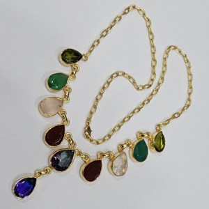 925สร้อยคอเงินสเตอร์ลิงชุบทองอัญมณีรูปหยดน้ำเครื่องประดับแฮนด์เมดดีไซน์เนอร์แบบวินเทจไม่เหมือนใคร - Product Image 6