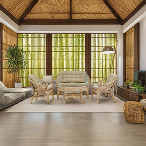 OMARA Minimalist Design Rattan/Wicker <b>Sofa</b> & Coffee <b>Table</b> Set for Living Room Villa Outdoor & Home Office Furniture - Product Image 4