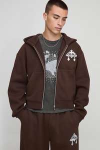 Hombro caído con parte inferior corta Sudadera con capucha de peso pesado Logotipo personalizado Hombre Sudadera con capucha de algodón Cremallera OEM Sudaderas con capucha y sudaderas para hombres - Product Image 4