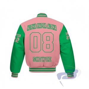 Alfa |   Kapa |   Chaqueta Bomber Universitaria Alpha Sorority con Bordado Personalizado, Estilo Universitario, Letra Griega AKA Sorority, Chaqueta Transpirable - Product Image 3