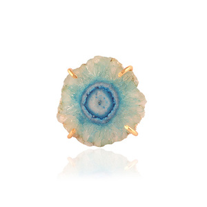 Anillo de declaración hecho a mano Ajuste de Punta ajustable Único Cielo azul Natural Solar Cuarzo Diamante Chapado en oro Precio al por mayor Regalo - Product Image 1